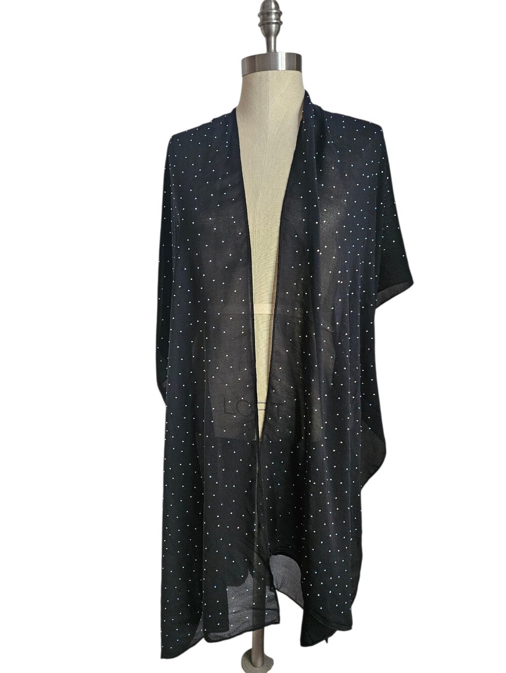 JESSICA MCCLINTOCK Black Sheer Crystal Rhinestone Studded Wrap Shawl | SZ OS
